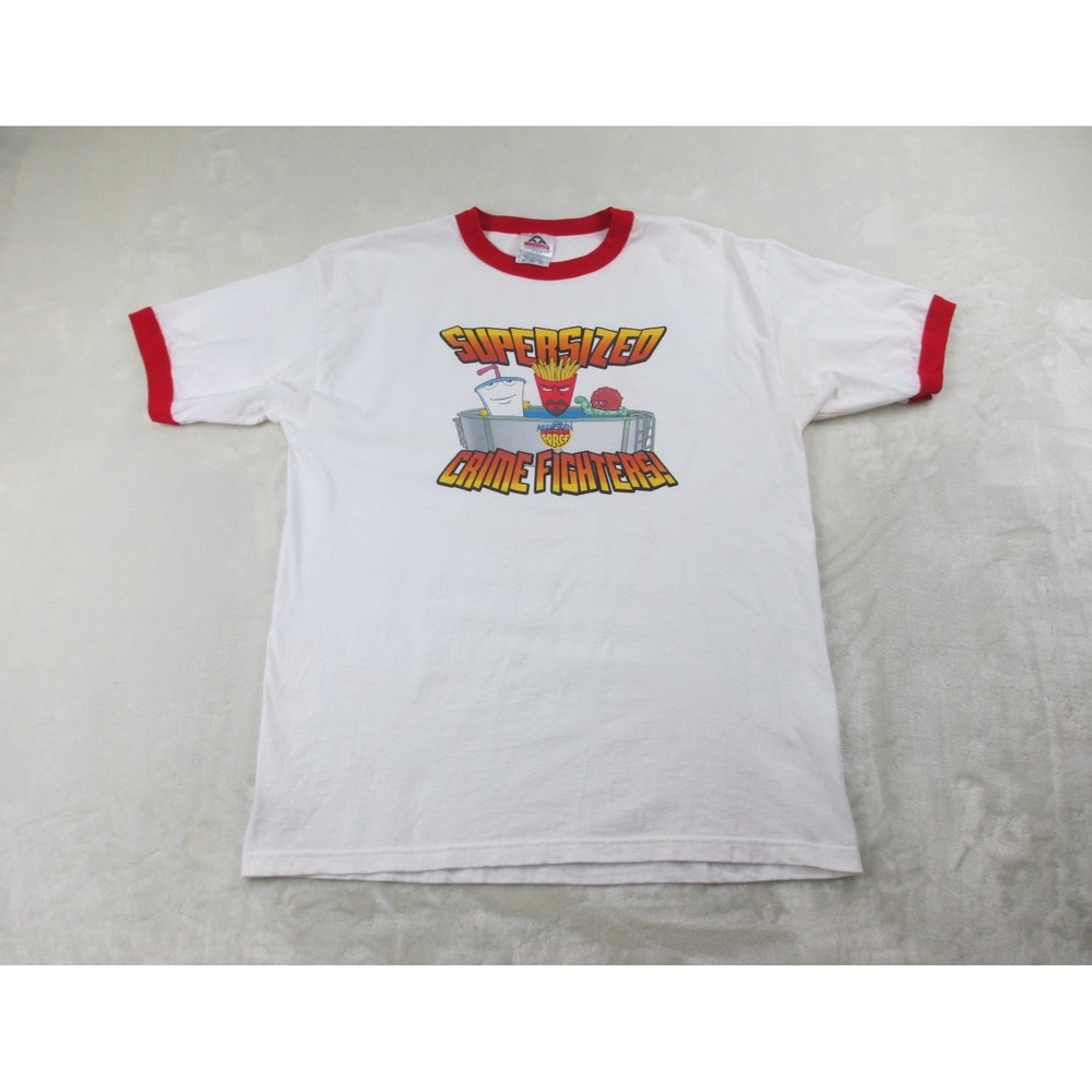 VINTAGE Aqua Teen Hunger Force Shirt Mens Extra Large White Cartoon Network Y2K*